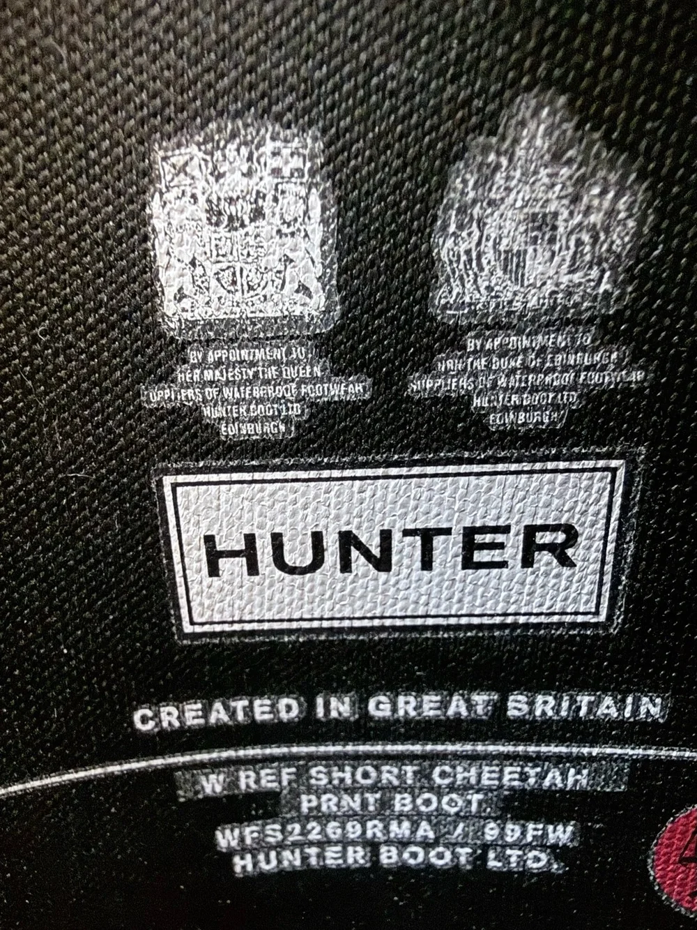 Hunter Original Refined Short Rain Boots Animal Print Black Brown Women's 7